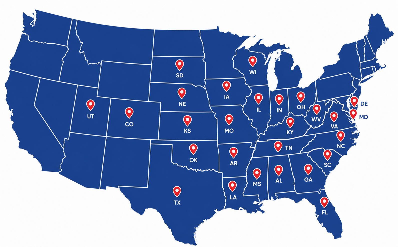 Weeks Insurance US Map